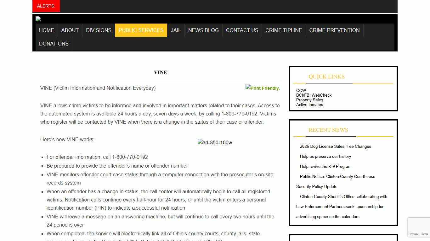 Vine Clinton County Sheriff's Office