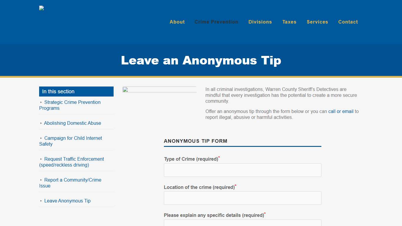 Leave an Anonymous Tip - Warren County, KY Sheriff's Office